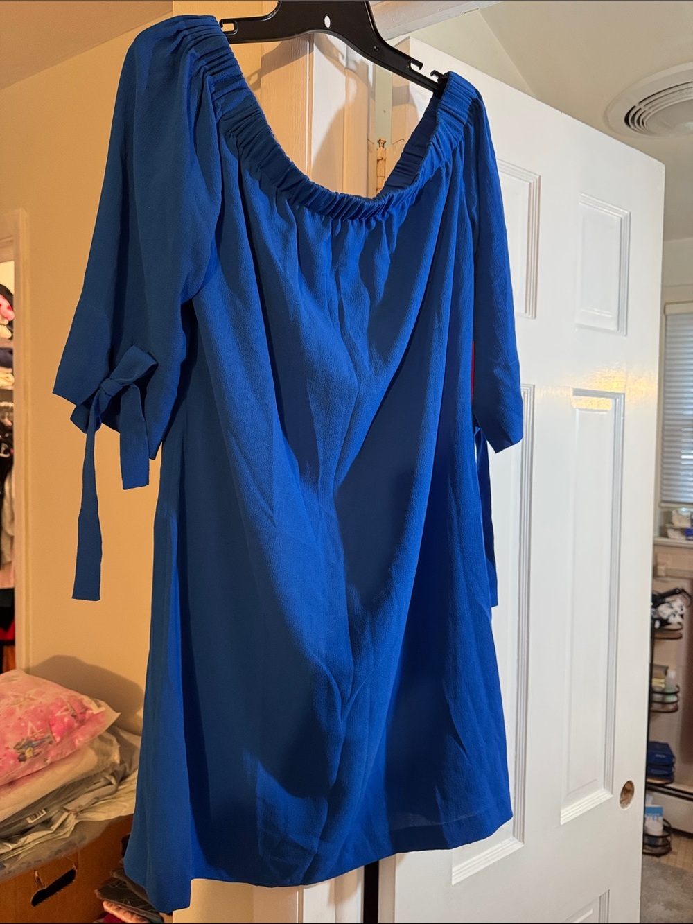 Vince Camuto Royal Blue Off-Shoulder Shift Dress